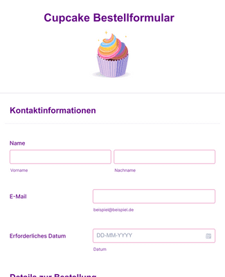 Form Templates: Cupcake Bestellformular