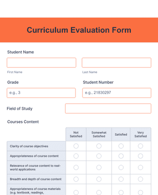 Form Templates: Curriculum Evaluation Form