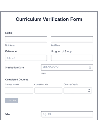 Curriculum Verification Form Template | Jotform