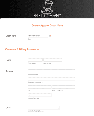 Custom Apparel Order Form