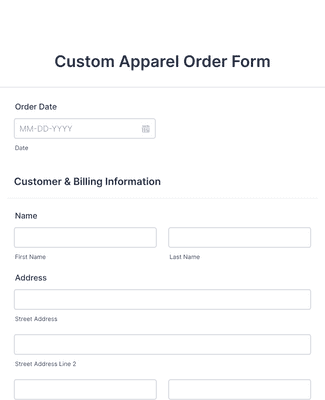 Form Templates: Custom Apparel Order Form