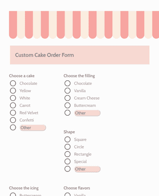 Custom Cake Order Form
