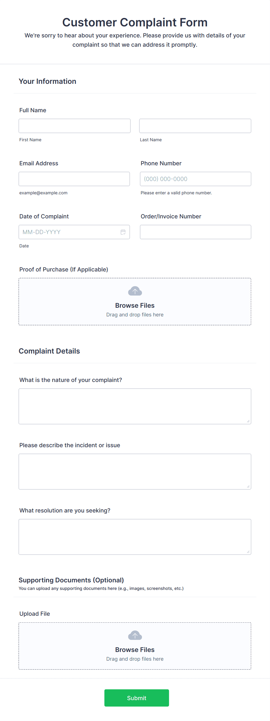 Template customer-complaint-form