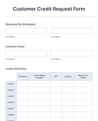 Form Templates: Customer Credit Request Form 