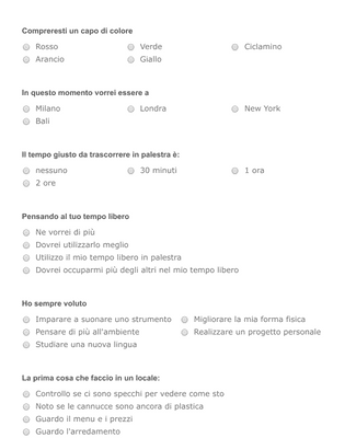 Customer Questionnaire in Italian