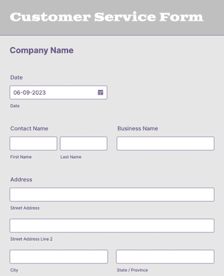 Form Templates: Customer Service Form