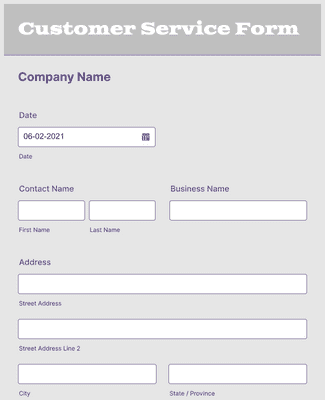 Form Templates: Customer Service Form