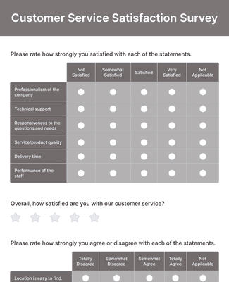 Form Templates: Customer Service Satisfaction Survey