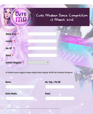 Form Templates: Cute Modern Dance Competition