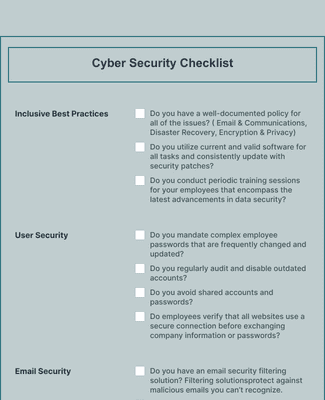 Form Templates: Cyber Security Checklist