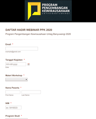 Form Templates: DAFTAR HADIR WEBINAR PPK 2020 clone 1