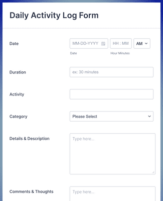 Form Templates: Daily Activity Log Form