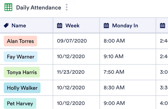 Daily Attendance Sheet