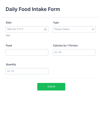 Form Templates: Daily Food Intake Form