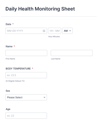 Daily Health Monitoring Sheet Form Template | Jotform