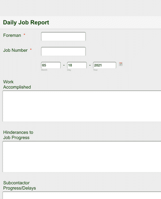 Daily Job Report FEI Form Template | JotForm