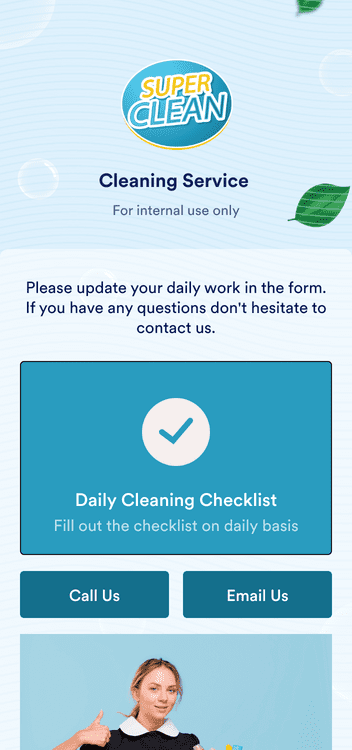 Daily Office Cleaning Checklist App Template Jotform