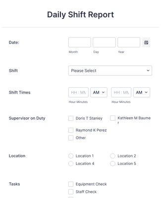 Daily Shift Report Form Template | Jotform