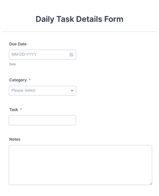 Daily Task Details Form