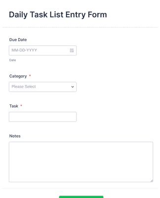 Form Templates: Daily Task List Entry Form