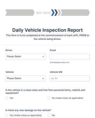 Form Templates: Daily Vehicle Inspection Report 