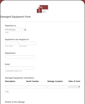 Form Templates: Damaged Equipment Form