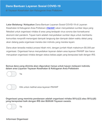 Dana Bantuan Layanan Sosial COVID-19 Template Formulir | Jotform