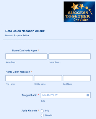Form Templates: Data Calon Nasabah Allianz