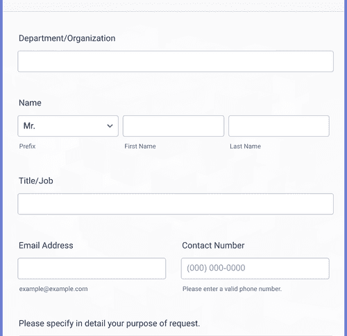 Form Templates: Data Request Form