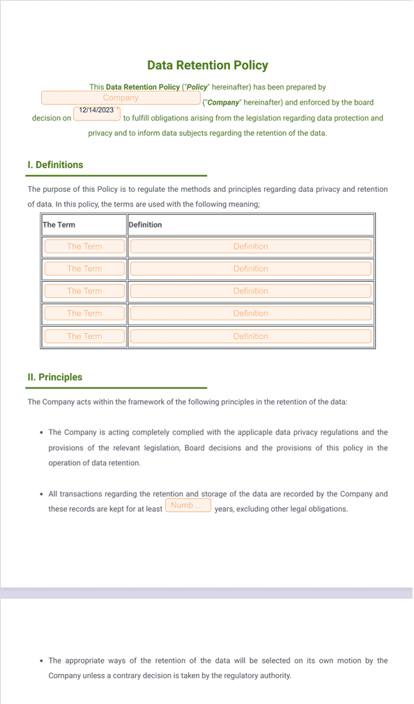 Data Retention Policy - Sign Templates | Jotform