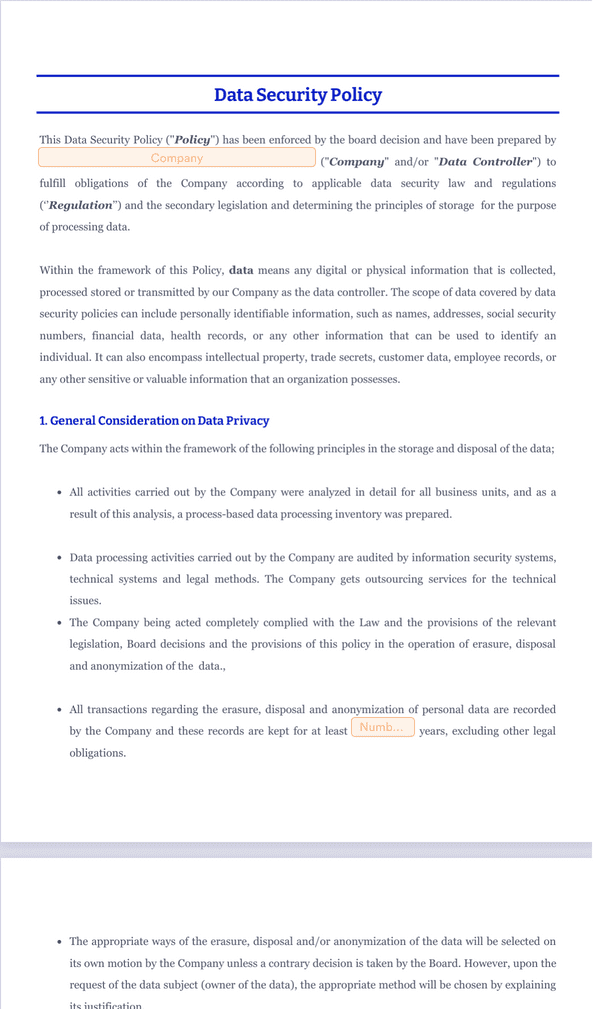 Data Security Policy Sign Templates Jotform