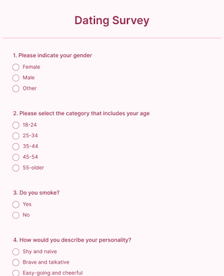 Dating Questionnaire Form Template | JotForm