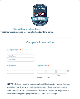 Form Templates: Day Camp Registration Form