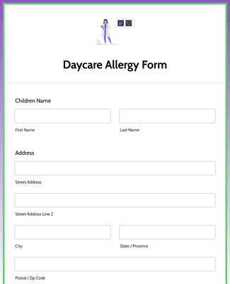 Daycare Allergy Form