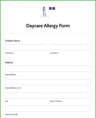 Form Templates: Daycare Allergy Form