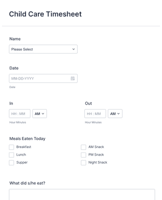 Form Templates: Daycare Attendance Form