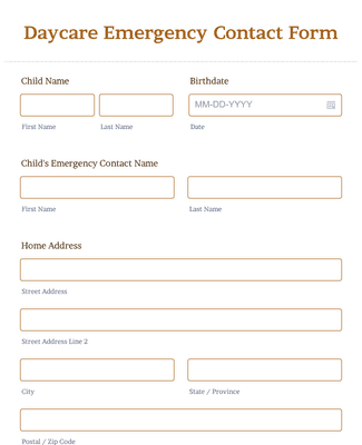 Form Templates: Daycare Emergency Contact Form