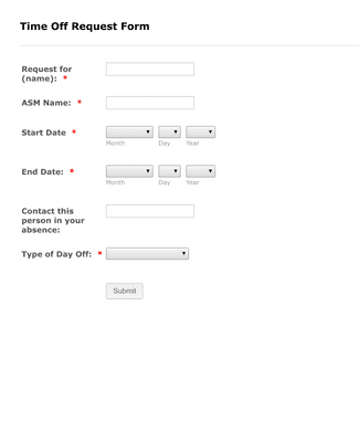 Form Templates: Days Off Request Form