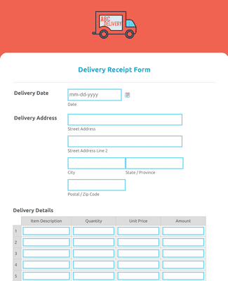 Delivery Receipt R Form Example Delivery Receipt Form Template | Jotform