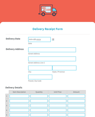 Delivery Receipt Form