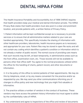 Dental Hipaa Form Template Jotform