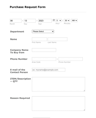 Form Templates: Department Purchase Request Form