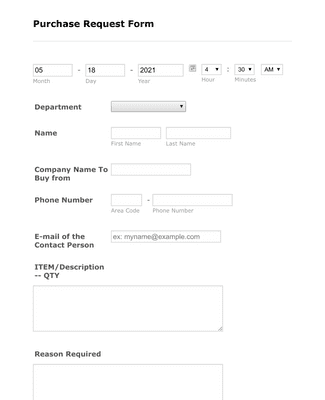 Form Templates: Department Purchase Request Form