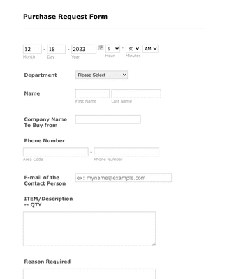 Department Purchase Request Form Template | Jotform