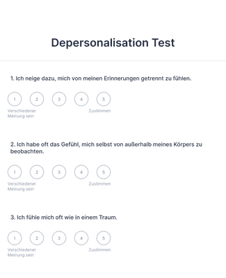 Form Templates: Depersonalisation Test