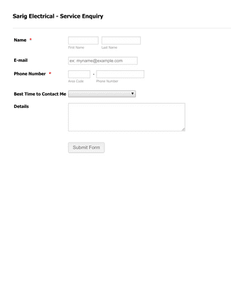 Form Templates: Detailed Service Request