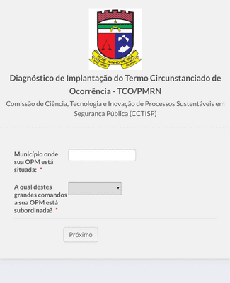 Diagnóstico de Implantação do Termo Circunstanciado de Ocorrência - TCO/PMRN  Modelo de Formulário | Jotform