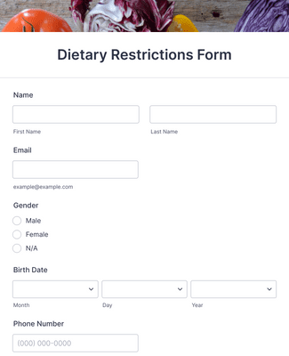 Form Templates: Dietary Restrictions Form