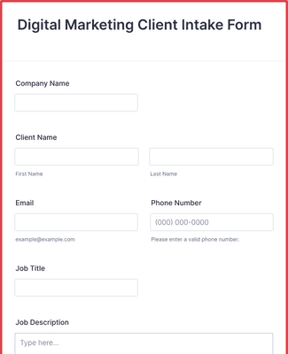 Digital Marketing Client Intake Form Template | Jotform