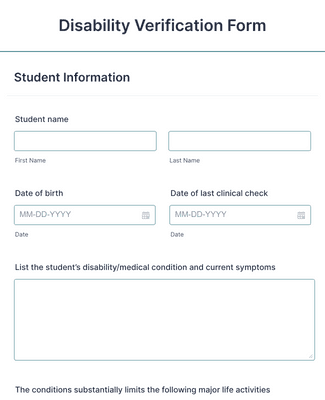 Student Disability Verification Form Template | Jotform